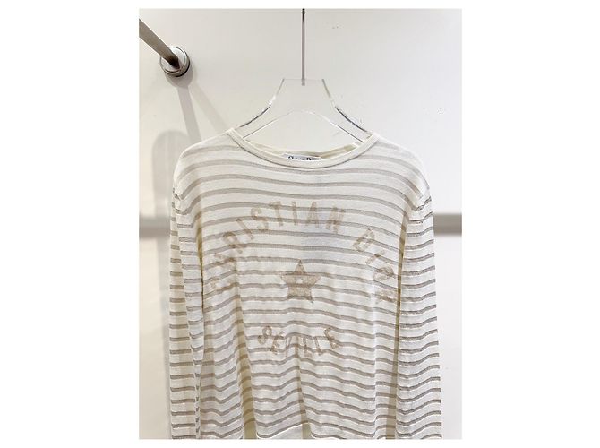 Top Dior Lucky Star in maglia di lino a righe metallizzate Multicolore - vista 3