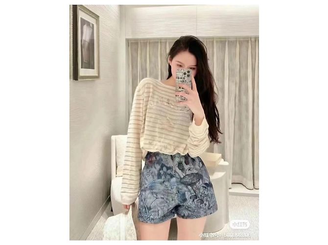 Top Dior Lucky Star in maglia di lino a righe metallizzate Multicolore - vista 6