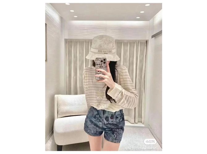 Top Dior Lucky Star in maglia di lino a righe metallizzate Multicolore - vista 7