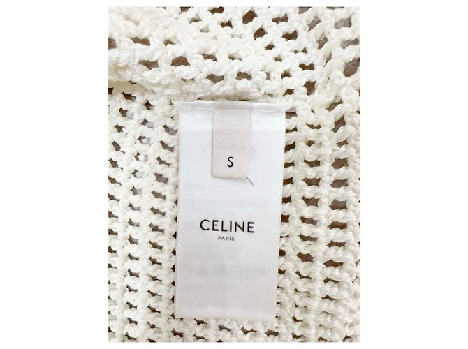 Céline Oberteil aus weißer Baumwolle mit Häkelstrick Mehrfarben - Ansicht 5