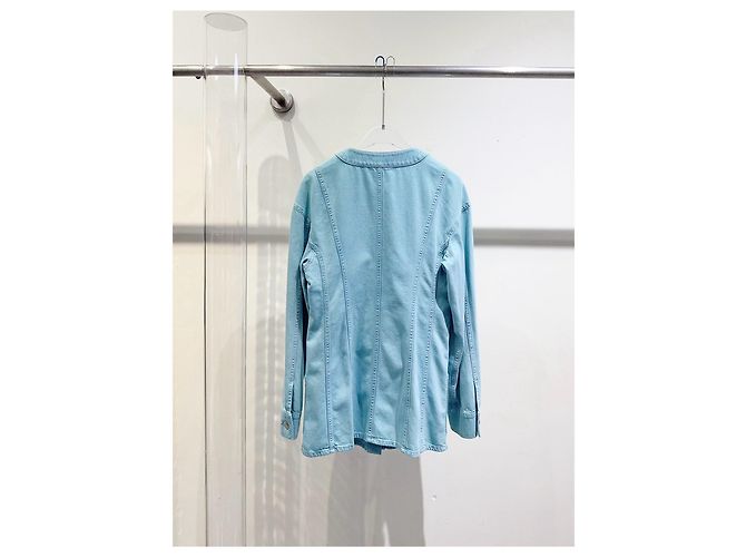Chanel Jacke aus blauem Tweed mit Kamelien Motiv Größe 34 Mehrfarben - Ansicht 5