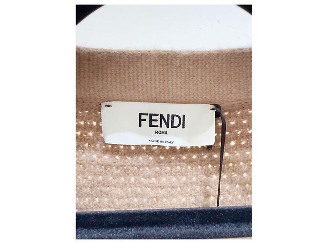 Pull Fendi en cachemire camel logo FF Multicolore - vue 2
