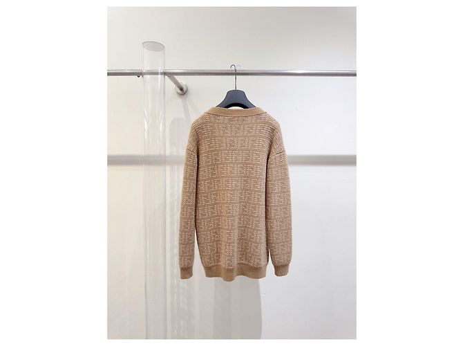 Pull Fendi en cachemire camel logo FF Multicolore - vue 3