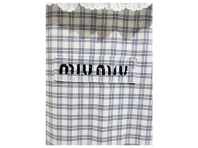 Vestido Miu Miu de algodón con estampado vichy y cuello marinero Multicolor - vista 5