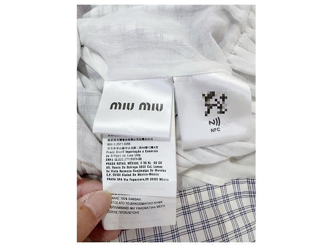 Vestido Miu Miu de algodón con estampado vichy y cuello marinero Multicolor - vista 7