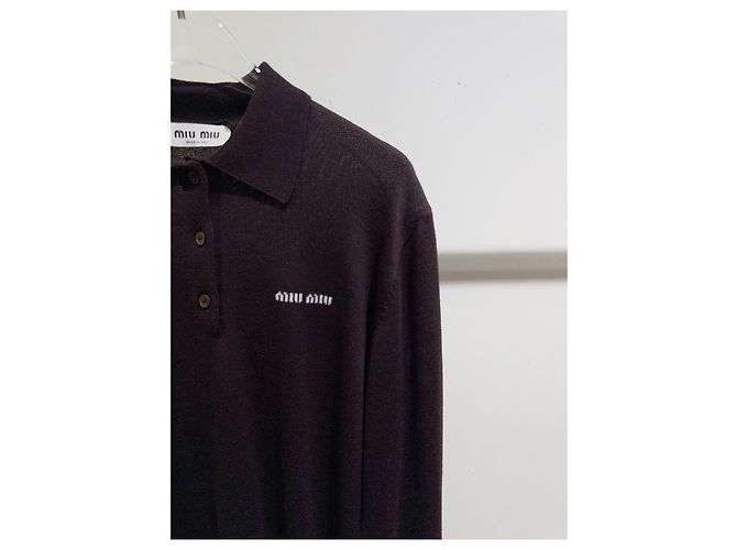 Jersey Miu Miu Marrón de Lana Estilo Polo Multicolor - vista 3