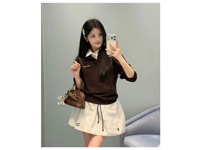 Jersey Miu Miu Marrón de Lana Estilo Polo Multicolor - vista 7