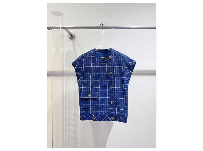 Chaleco Chanel de Tweed Azul Talla 34 Multicolor - vista 2
