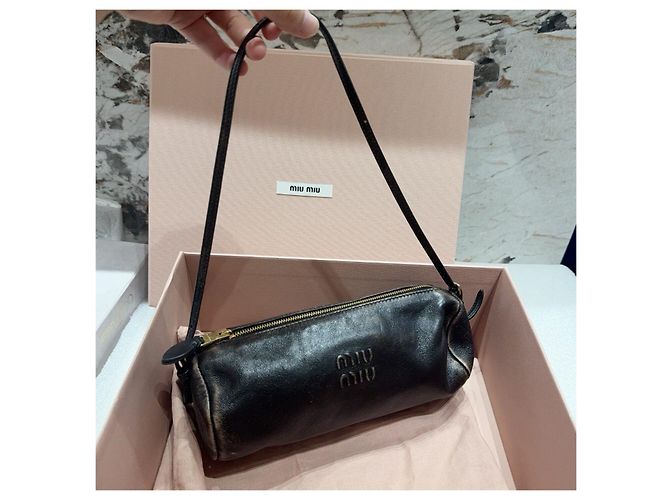 Borsa a mano cilindrica Miu Miu in pelle nera Multicolore - vista 2