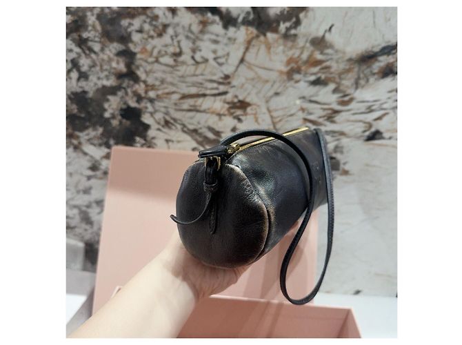 Borsa a mano cilindrica Miu Miu in pelle nera Multicolore - vista 3