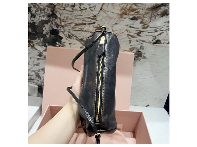 Borsa a mano cilindrica Miu Miu in pelle nera Multicolore - vista 4