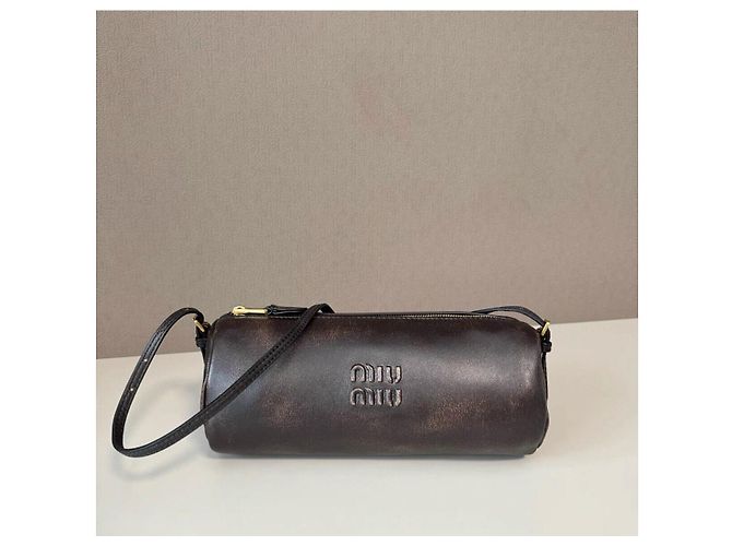 Borsa a mano cilindrica Miu Miu in pelle nera Multicolore - vista 7