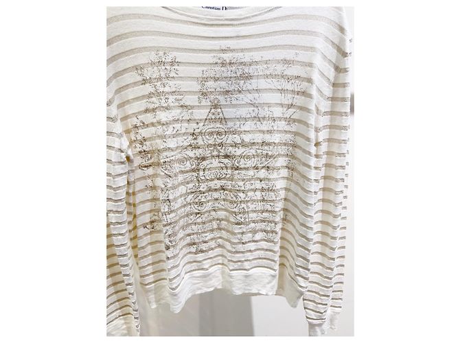 Autre Marque Top Dior de lino con rayas metálicas Multicolor - vista 2