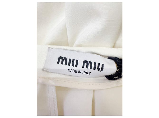 Falda Miu Miu de algodón blanca con ribete a rayas rojas y negras Multicolor - vista 5