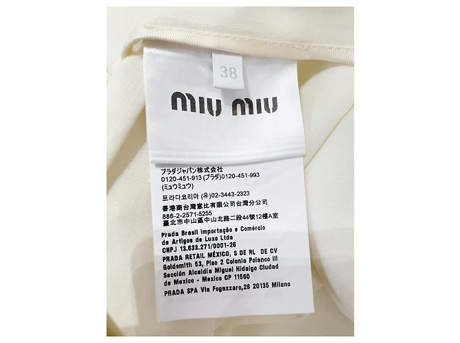 Falda Miu Miu de algodón blanca con ribete a rayas rojas y negras Multicolor - vista 6