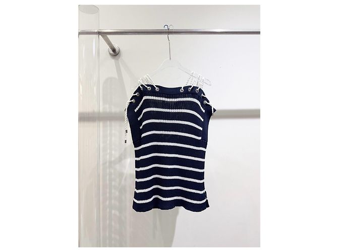 Autre Marque Top Dior in maglia a righe in cotone con lacci Multicolore - vista 4