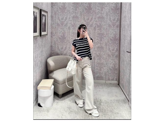 Autre Marque Top Dior in maglia a righe in cotone con lacci Multicolore - vista 8