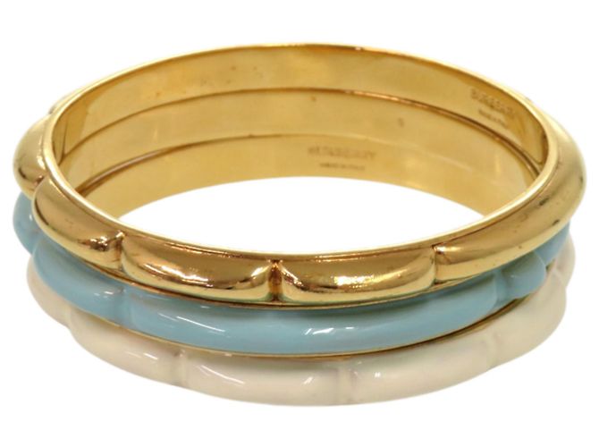 Set di bracciali Burberry in metallo oro, azzurro e bianco D'oro Blu chiaro - vista 2