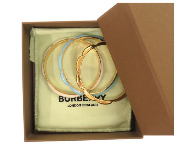 Set di bracciali Burberry in metallo oro, azzurro e bianco D'oro Blu chiaro - vista 3