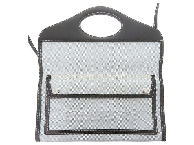 Borsa a tracolla Burberry 2-Way in tela e pelle Nero Blu - vista 7