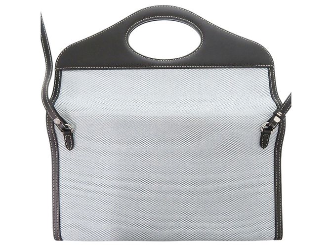 Borsa a tracolla Burberry 2-Way in tela e pelle Nero Blu - vista 8