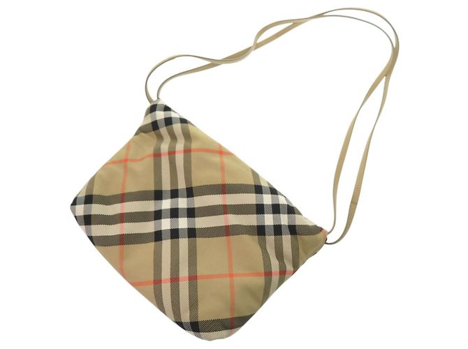 Borsa a tracolla Burberry Nova Check in nylon e pelle Marrone - vista 5