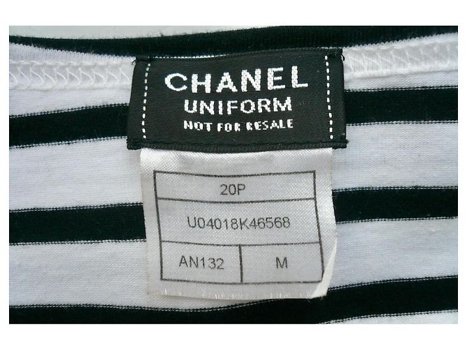 Chanel Top Marinière a Righe Bianco e Nero Monogramma TM - vista 2