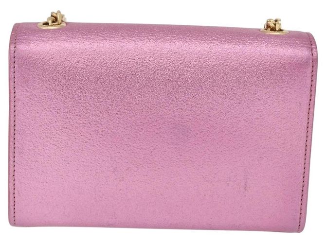 Autre Marque Saint Laurent Classic Monogram Metallic Leather Medium Rosa - vista 2