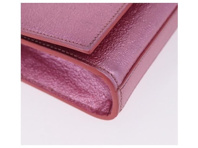 Autre Marque Saint Laurent Classic Monogram Metallic Leather Medium Rosa - vista 7