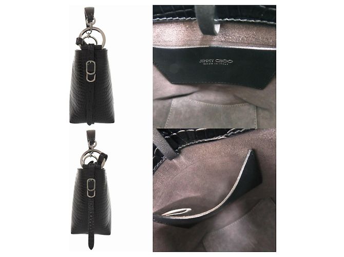 Borsa secchiello Jimmy Choo Varenne 2-Way in pelle goffrata Nero - vista 10