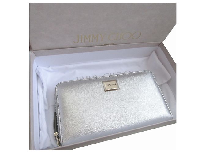 Jimmy Choo Malou Leder Geldbörse Silber Rund Zip Long Wallet - Ansicht 2