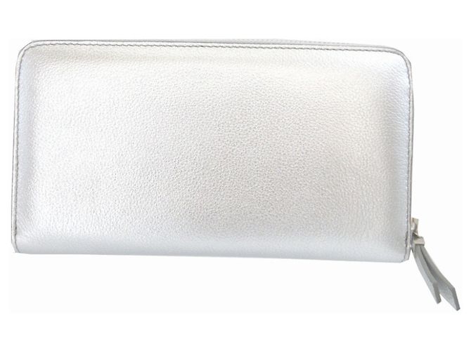 Jimmy Choo Malou Leder Geldbörse Silber Rund Zip Long Wallet - Ansicht 3