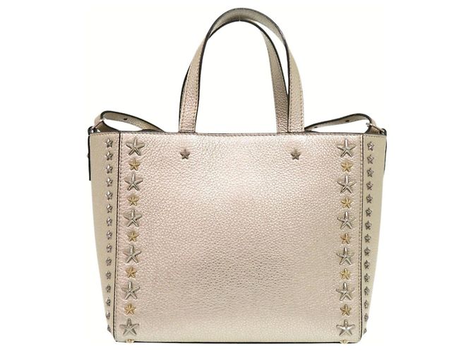 Borsa a mano Jimmy Choo Pegassi in pelle dorata con borchie a stella D'oro - vista 3