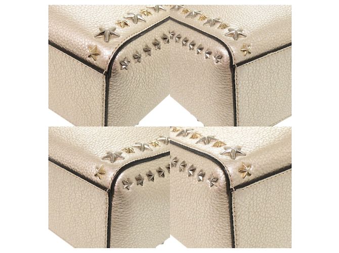 Borsa a mano Jimmy Choo Pegassi in pelle dorata con borchie a stella D'oro - vista 4