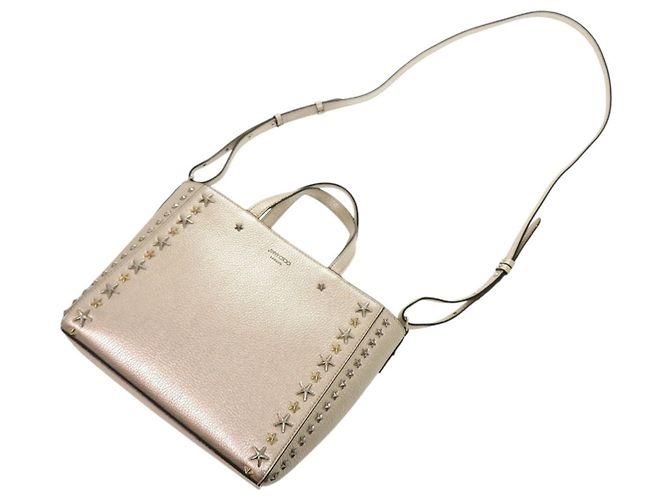 Borsa a mano Jimmy Choo Pegassi in pelle dorata con borchie a stella D'oro - vista 5