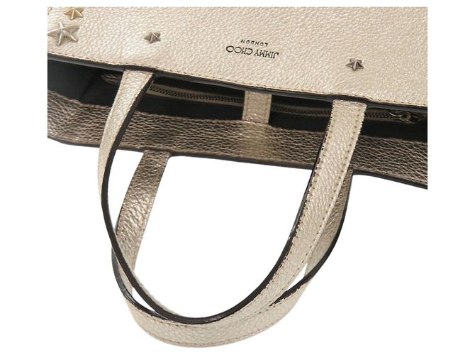 Borsa a mano Jimmy Choo Pegassi in pelle dorata con borchie a stella D'oro - vista 7