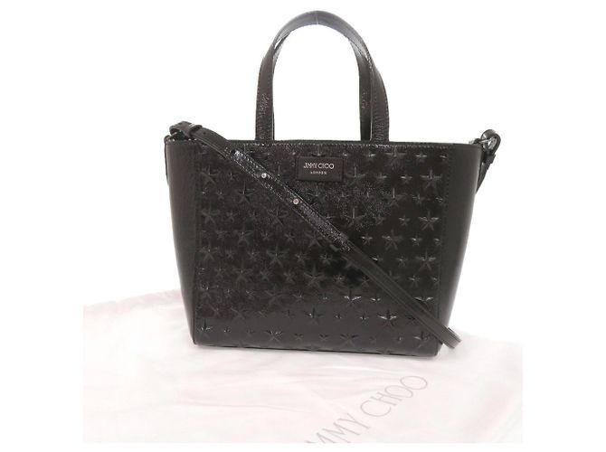 Borsa Jimmy Choo Pegassi in pelle verniciata con stella embossed Nero - vista 2