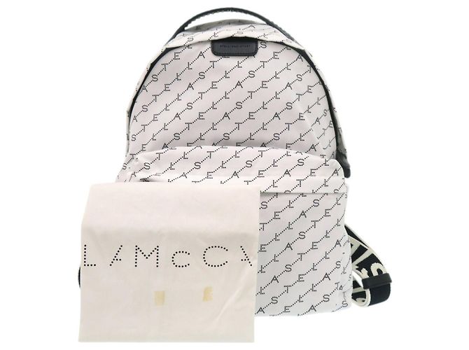 Stella Mc Cartney Zaino in nylon Stella McCartney con logo all-over Nero Bianco - vista 2