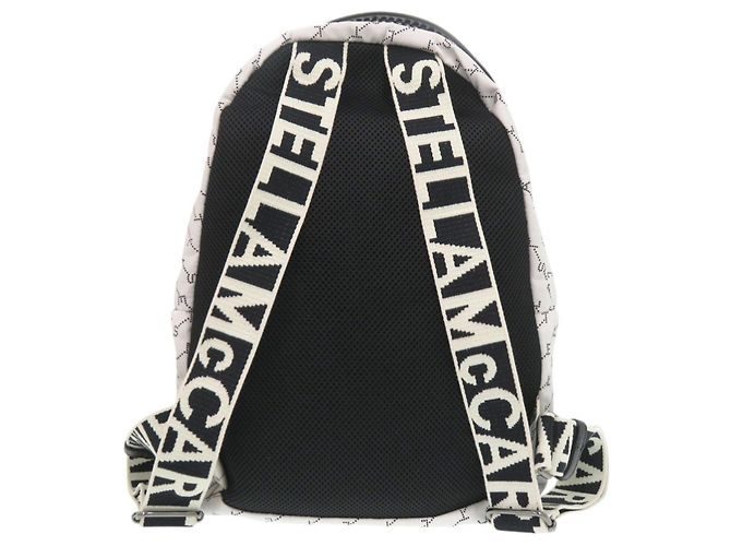 Stella Mc Cartney Zaino in nylon Stella McCartney con logo all-over Nero Bianco - vista 3