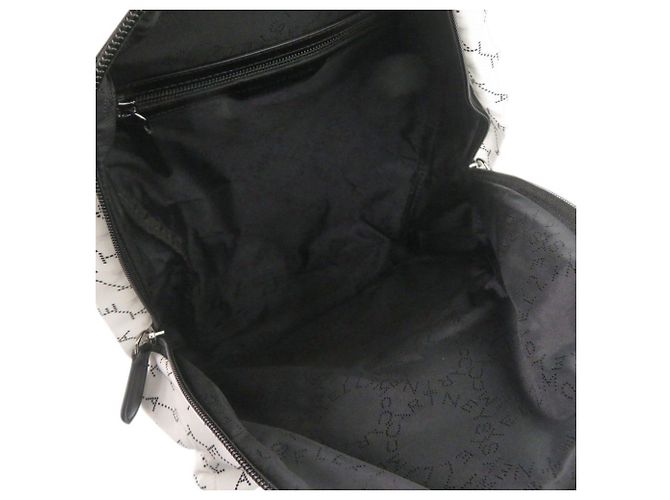 Stella Mc Cartney Zaino in nylon Stella McCartney con logo all-over Nero Bianco - vista 7