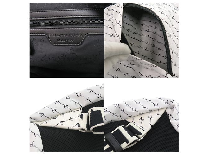 Stella Mc Cartney Zaino in nylon Stella McCartney con logo all-over Nero Bianco - vista 8