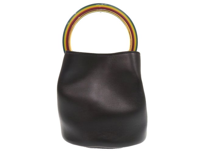 Borsa a mano 2-Way Marni Panier in pelle nera Nero - vista 2