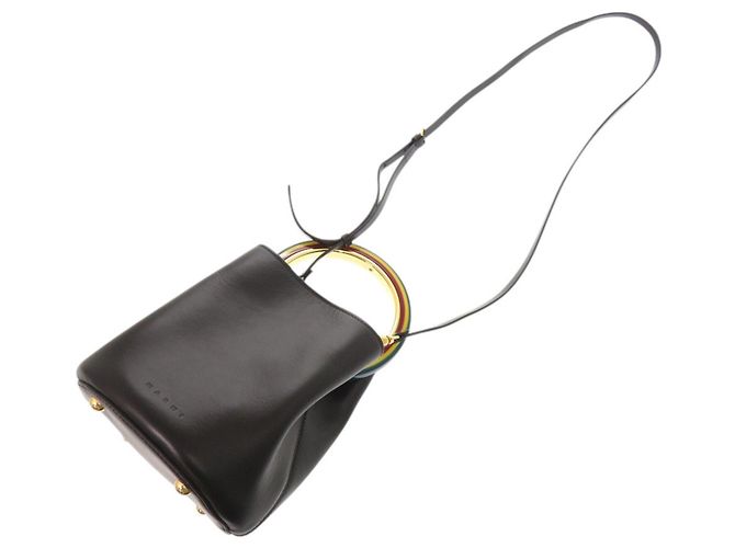 Borsa a mano 2-Way Marni Panier in pelle nera Nero - vista 5