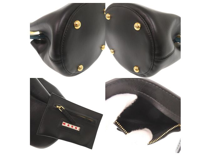 Borsa a mano 2-Way Marni Panier in pelle nera Nero - vista 9