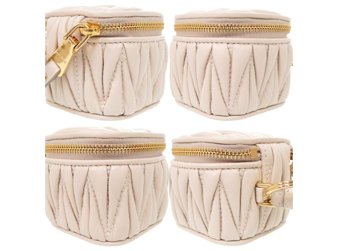 Portachiavi Miu Miu Trick Matelassé Bianco Beige - vista 4