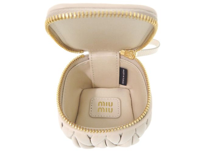 Portachiavi Miu Miu Trick Matelassé Bianco Beige - vista 5