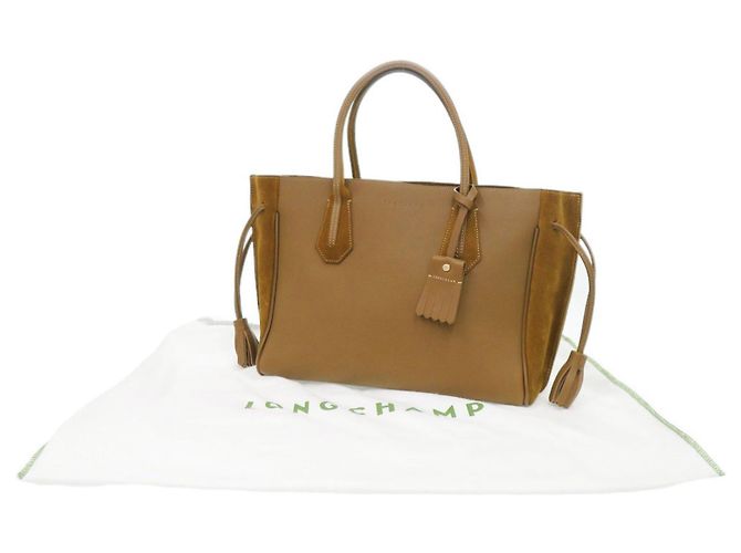 Borsa Tote Longchamp Penelope Fantasy Velvet Leather Marrone - vista 2