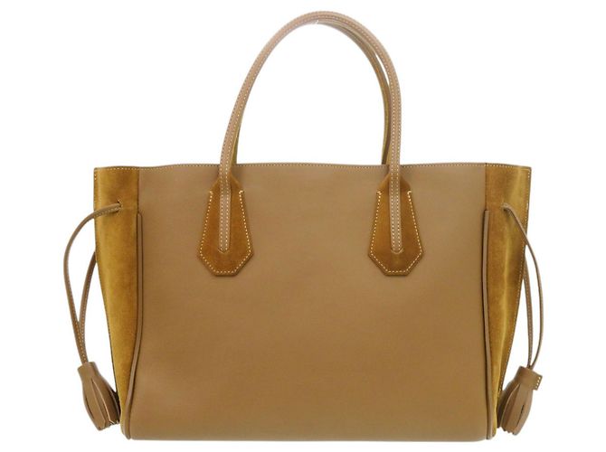 Borsa Tote Longchamp Penelope Fantasy Velvet Leather Marrone - vista 3