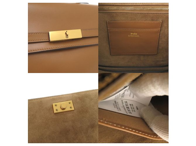 Borsa Satchel ID in pelle Polo Ralph Lauren Marrone - vista 10