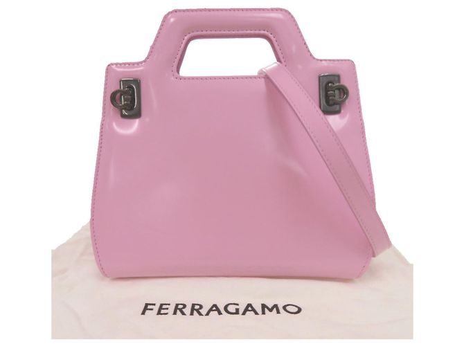 Borsa a tracolla 2-Way Salvatore Ferragamo Gancini Wanda Micro Rosa - vista 2